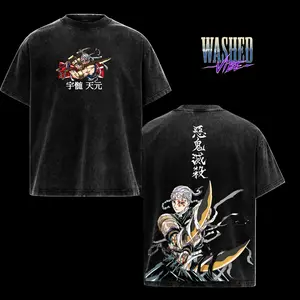 Retro Heavy Limited Vintage Uzui Tengen Demon Slayer Tee –Sweatshirt and Hoodie Washed Vintage Oversized Washed Shirt, Double Printed Heavy Cotton Unisex Anime Manga Streetwear Gift for Fans