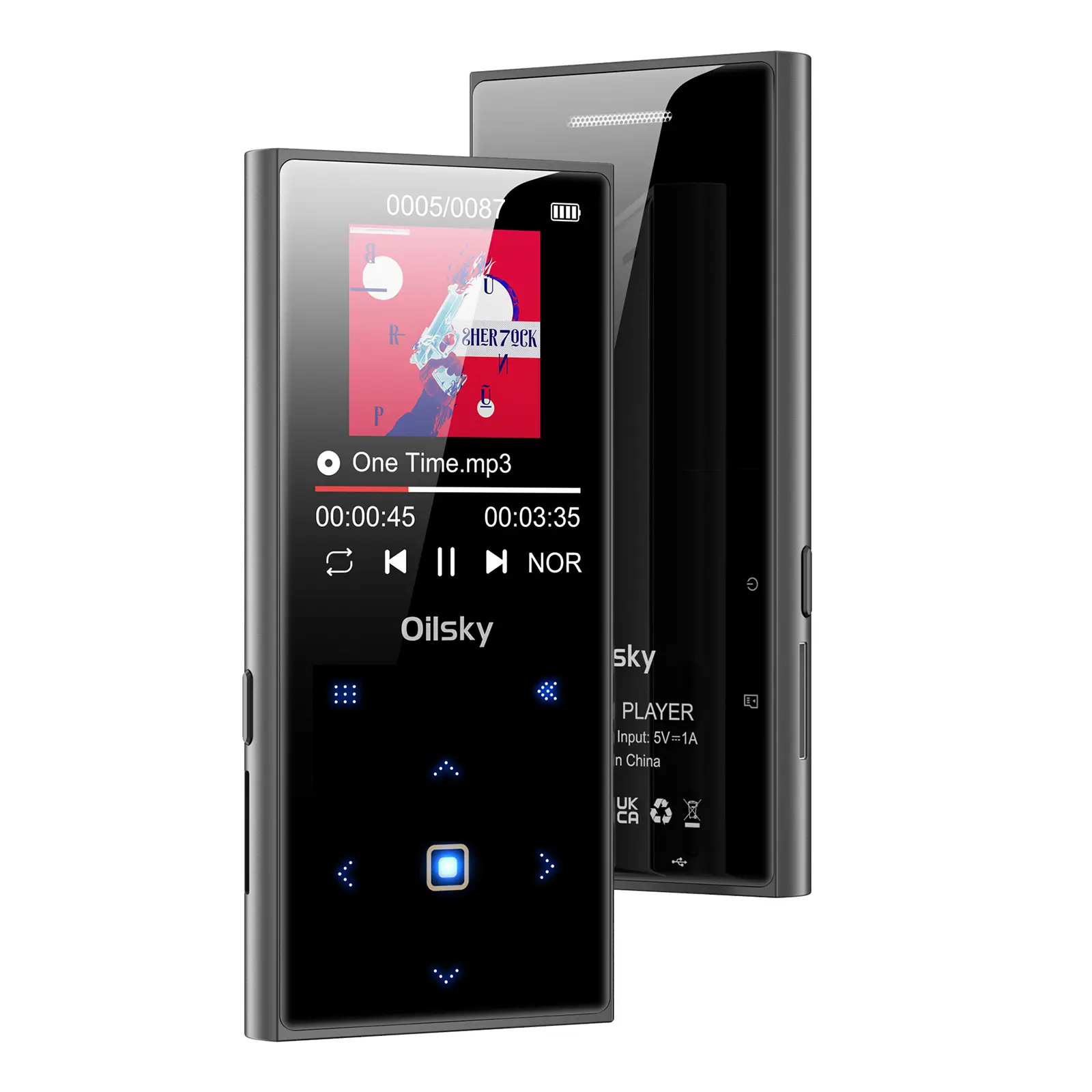 Oilsky 64GB MP3 Player Portable Digital Lossless Music Player with Bluetooth 5.0 FM  Built in Speaker Touch Button Voice Multifunctional Hand Crank Emergency
