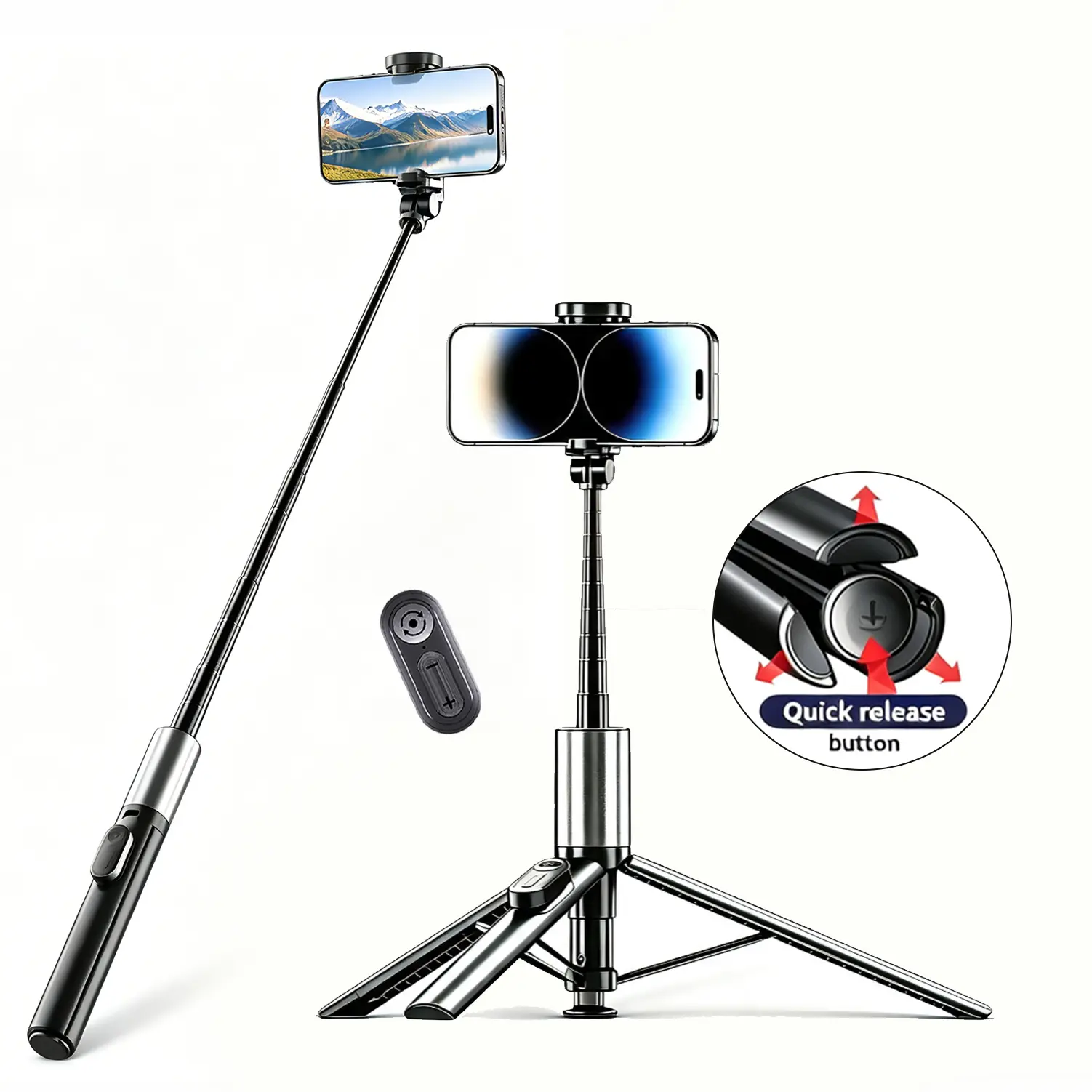 63" Adjustable Camera & Cell Phone Tripod with Bluetooth Remote Control - Universal Holder for iPhone/Android, Upgraded Travel-Friendly Stable Stand, Camera & Mobile Accessory for Home & Travel,back to school,back to school haul