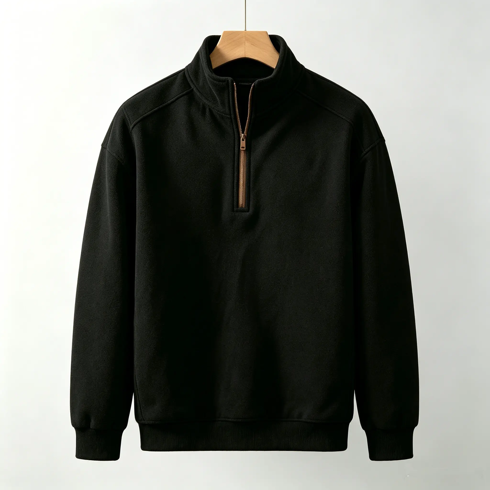 Men Fleece Half Zip Stand Collar Sweatshirt, Warm Soft Polar Fleece Pullover, Solid Color Casual Long Sleeve Sweatshirt for Autumn Winter