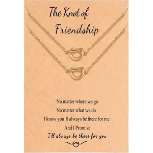 Matching BFF Friendship Knot Necklace Set for 2 - Long Distance Best Friend Gifts, Infinity Symbol Jewelry for Her Women