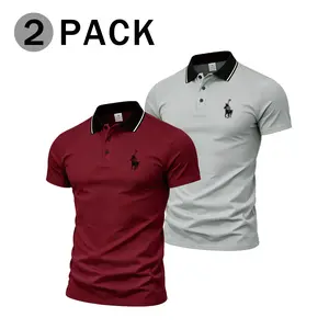 Men’s casual polo shirt, breathable short sleeves, logo print, slim fit, suitable for everyday and business wear.,summervibes