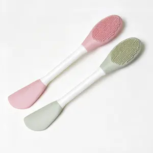 2PCS double head silicone facial mask brush, mud film mixing and film mixing stick, massage and cleaning dual-use brush, stick soft rubber head cleaning brush, mud film application brush, Facial Cleansing Brush, Daily
