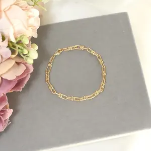 U-Link Chain Bracelet - Gold Plated Bracelet - Gold Statement Bracelet Trendy Bracelet gold bracelet