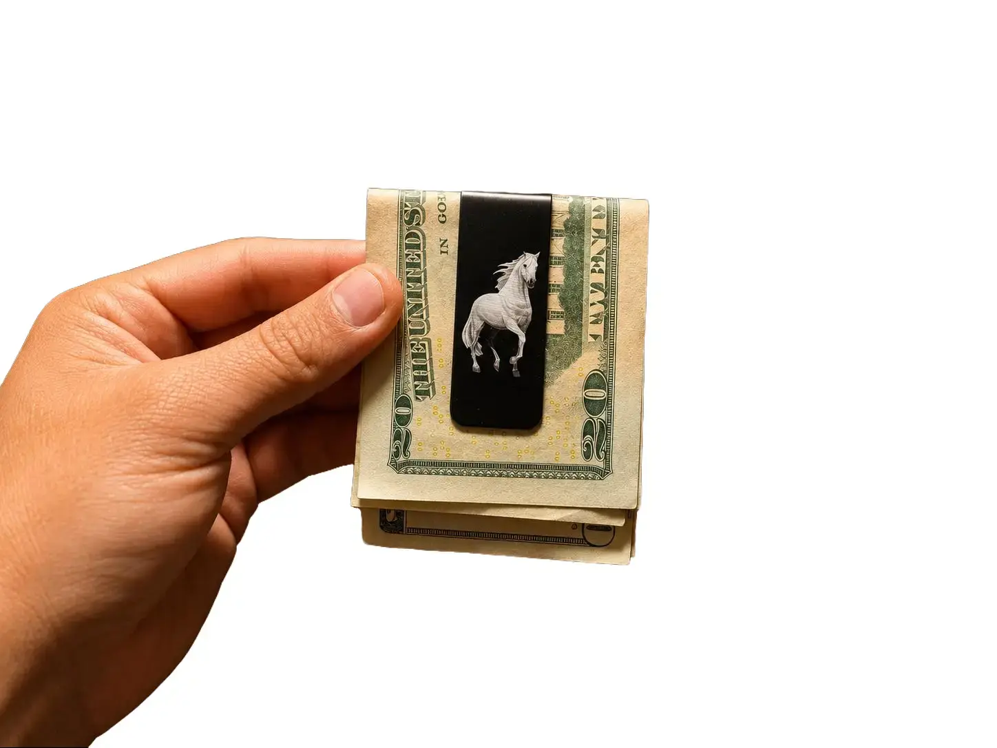 White horse metal money clip more designs check shop