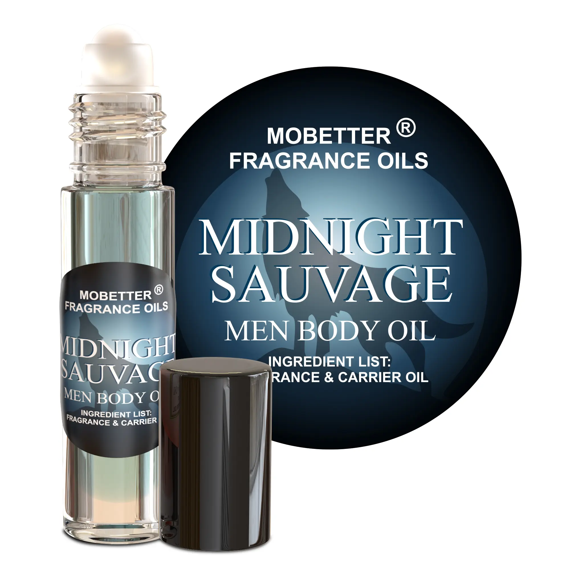 MOBETTER FRAGRANCE OILS Midnight Sauvage Men Cologne Body Oil 1/3 oz roll on Glass Bottle MOBETTER FRAGRANCE OILS Midnight Sauvage Men Cologne Body Oil 1/3 oz roll on Glass Bottle