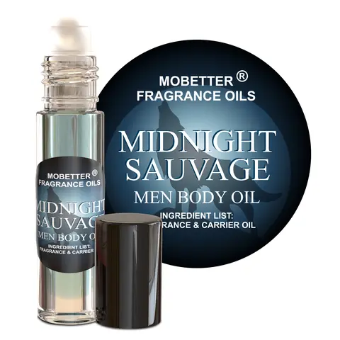 MOBETTER FRAGRANCE OILS Midnight Sauvage Men Cologne Body Oil 1/3 oz roll on Glass Bottle
