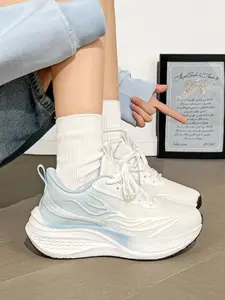 White Blue Gradient Sneakers for Women Breathable Mesh Lightweight Running Shoes Soft Sole Casual Walking Shoes Platform Sneakers 2026