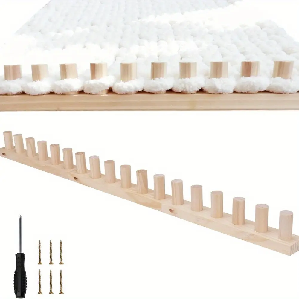 70'' Chunky Blanket Loom, Chunky Yarn Loom for DIY Throw Blankets, Adjustable Size Wooden Loom Frame, Hand Knitting Kit for Beginner Craft Enthusiasts, No Needles Required