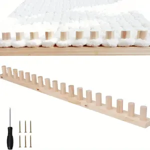 70'' Chunky Blanket Loom, Chunky Yarn Loom for DIY Throw Blankets, Adjustable Size Wooden Loom Frame, Hand Knitting Kit for Beginner Craft Enthusiasts, No Needles Required