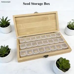 Wooden Seed Storage Box with 24 Clear Compartments | Premium Bamboo Seed Organizer | Lockable Compact Container | Perfect Gift for Mother’s Day, Father’s Day & Gardeners | Ideal for Home Gardening & Seed Saving