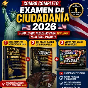 Combo Examen de Ciudadanía 2026 | Libro + Flash Cards + Videos Gratis