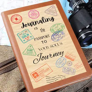 Journaling is the Passport to the Soul's Journey, Vegan Leather Journal for Mental Health and Wellness