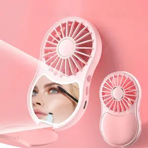 Portable mini makeup fan, 3 adjustable speeds, fill light makeup, USB charging, Type-C - compact and lightweight, suitable for makeup, travel, home and office use (pink)