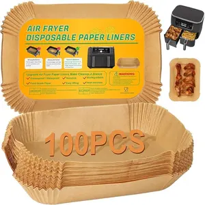 Rectangle Parchment Paper Bakeware for Air Fryer, Non-Stick Airfryer Basket Liners, Steamer Microwave Oven, Disposable Air Fryer Liners