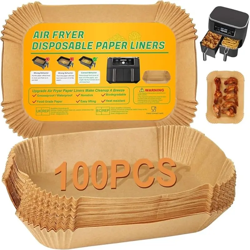 Rectangle Parchment Paper Bakeware for Air Fryer, Non-Stick Airfryer Basket Liners, Steamer Microwave Oven, Disposable Air Fryer Liners, Kitchenware, Baking Accessories, Baking Essentials, Baking Supplies, Parchment Paper Sheets