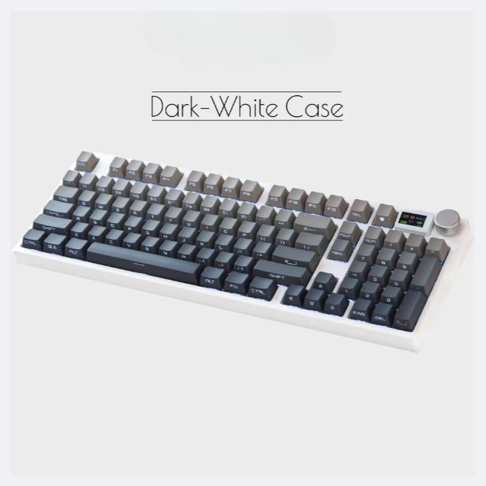 Keydous NJ98 Wireless Custom Mechanical Keyboard Pink and White Design with RGB Backlit & Customizable Keys for Windows Mac Android iOS Linux Compatibility