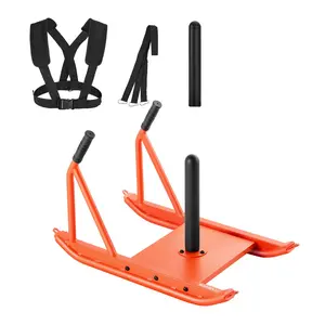 VEVOR Weight Sled, Steel Power Sled, Fitness Strength Training Sleds for Athletic Exercise Speed Improvement, Workout Fitness Equipment with Handle, Compatible with 1/2 in Weight Plates, Orange