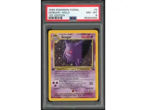 1999 Pokemon Fossil 1st Edition Holo Gengar #5 PSA 8