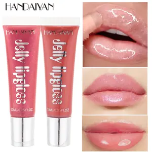 Handaiyan Mirror Glossy Glass Lip Honey Candy Color Jelly Lipstick Pouty Lip Gloss Lip Oil, Moisturizing and Shiny Finish