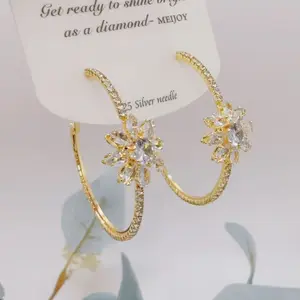 Exquisite zircon flower full-diamond hoop earrings for women DDES0877, unique and stylish earrings with a high-end feel, fashionable and versatile ear accessories