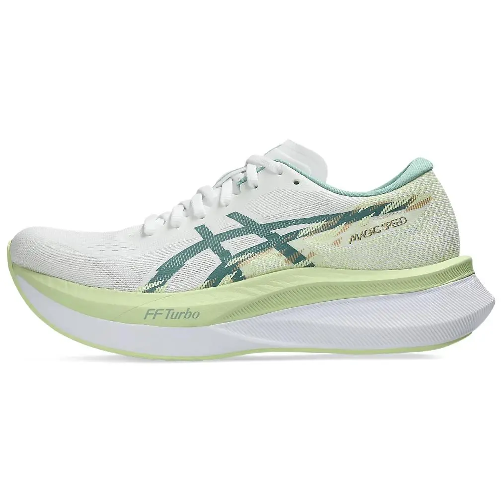 ASICS Magic Speed 4 White Celadon Comfort Low Top Running Shoes Green Women's 1012B676-100