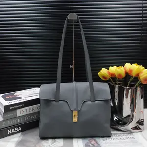 Pre-owned Celine Calfskin Shoulder Bags Teen Soft 16 Grey Shoulder Bag T10323031