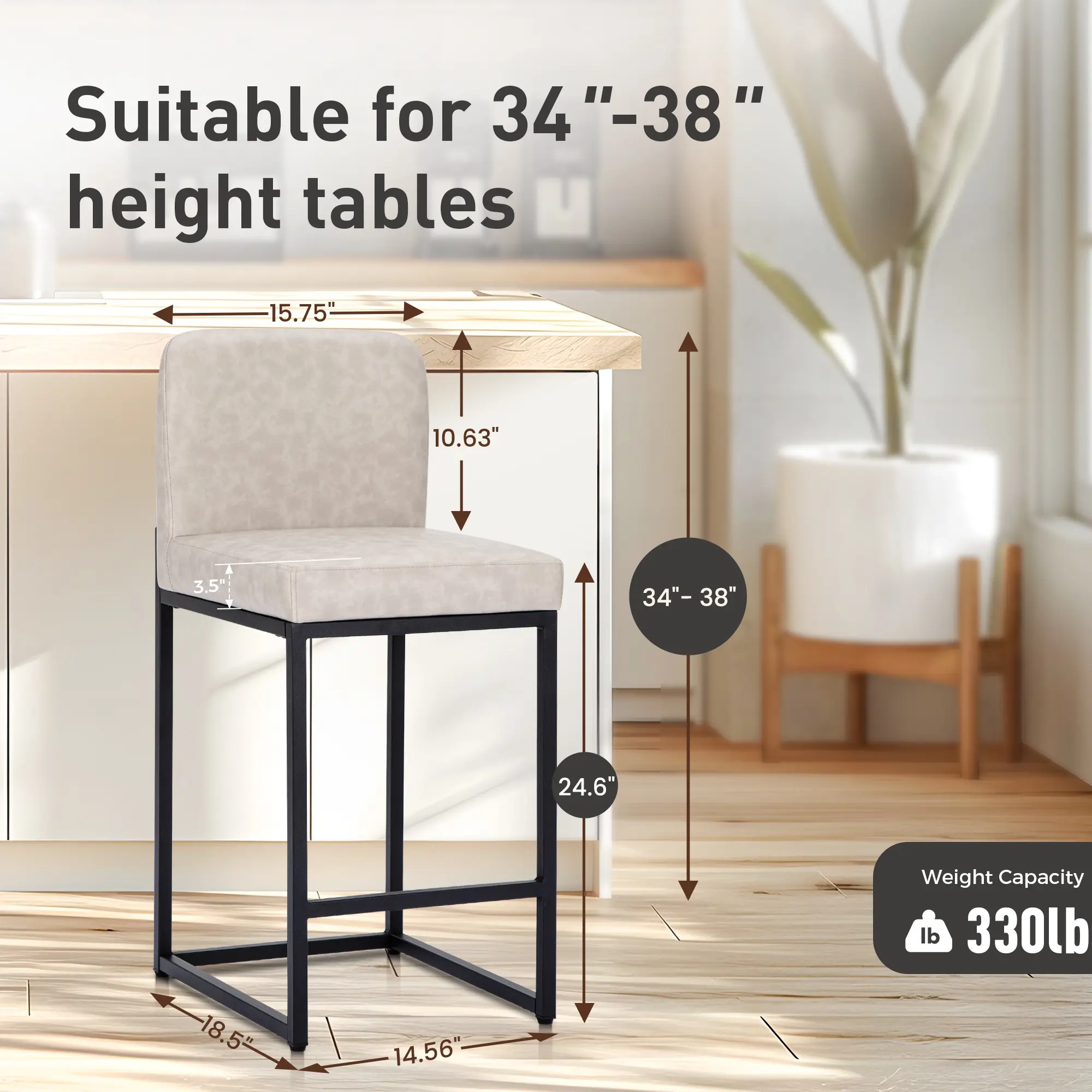 Light Grey Faux Leather + Black Square Frame