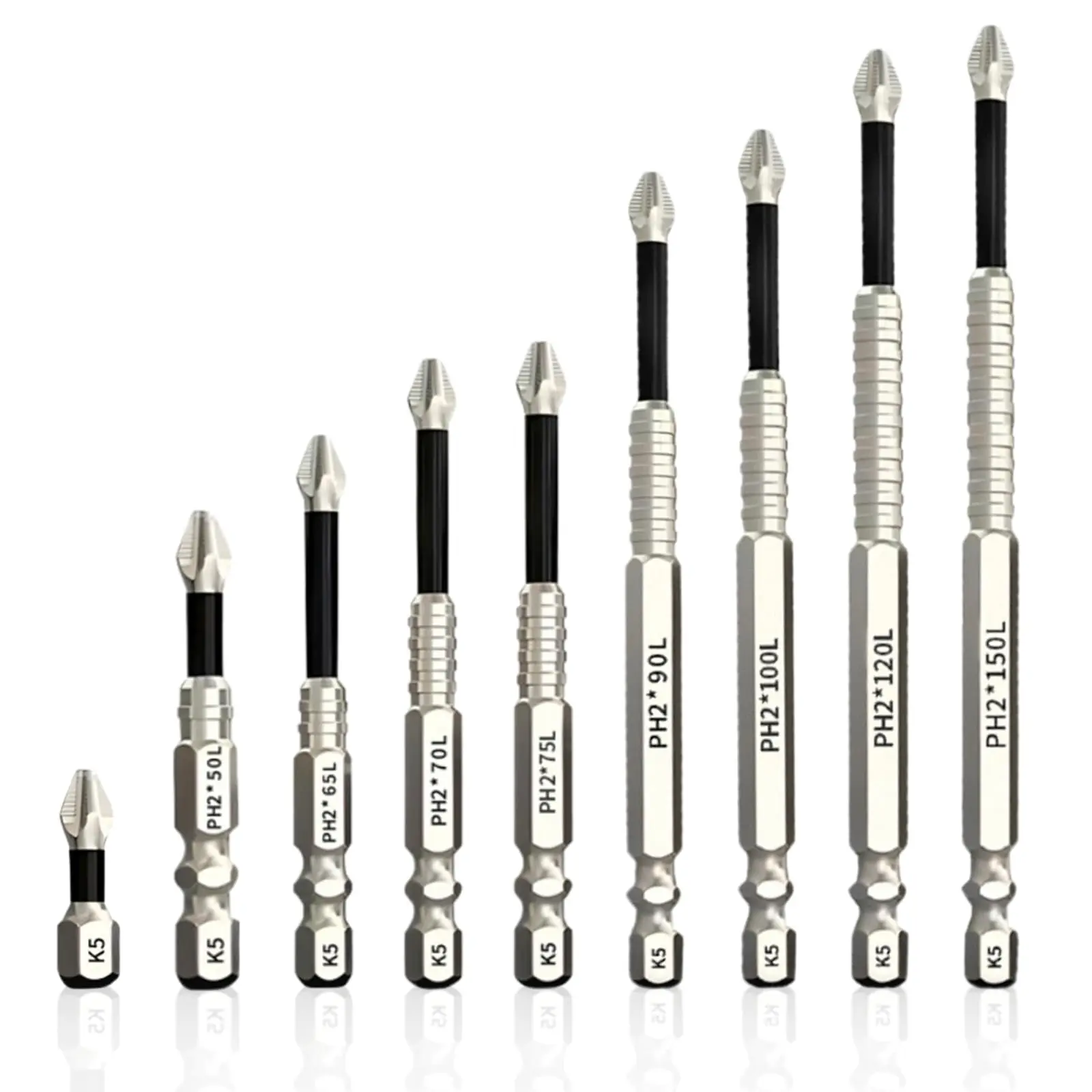 K5 anti-slip screwdriver bits, K5 impact-resistant anti-slip screwdriver bits, strong magnetic screwdriver bit set;  power screwdriver bit set; power tool accessories.