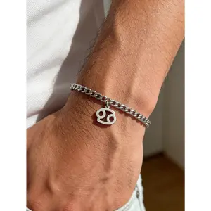 1pc Men's 12 Constellation Series Stainless Steel Chain Bracelet, Suitable for Daily Casual Wear