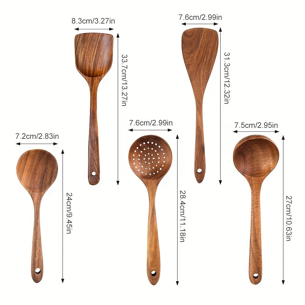 High-End 5-Piece Wooden Cooking Utensils Set - Ergonomic Handle, Natural Wood Spoons, Stir Fry Shovel, Soup Spoon, Non-Stick Pan Shovel, Heat-Resistant, Easy-to-Clean, Durable Cookware, Versatile Cooking Tool