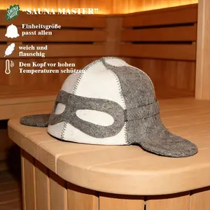 Wool Felt Pilots Sauna Hat Protects Head & Ears From Heat, Enhances Hair Care Absorption, Prevents Split Ends, Cute Hanging Design