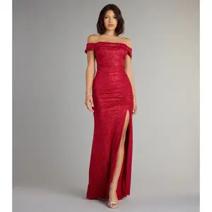 Alina Glitter Off-The-Shoulder Mermaid Formal Dress