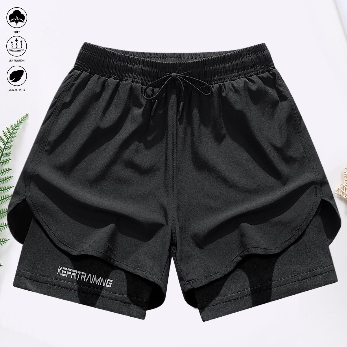 Men’s quick-dry, stretchy summer training shorts with built-in liner—lightweight, breathable running shorts that are versatile for gym workouts and beach trips; a stylish 2‑in‑1 quick‑dry, breathable athletic short for training.
