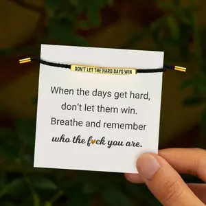 Don't Let The Hard Days Win Inspire Bracelet for Women Men Handmade Adjustable Stainless Steel Cord Bracelet, Motivational Gift Bracelet to My Daughter/Best Friend Inspiratonal Gifts