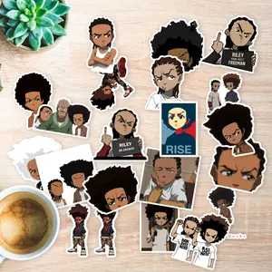 Stickers Pack 20 Pcs Boondocks Skateboard Laptop Vinyl Aesthetic Guitar Bottle Bike Car Bumper Colorful Water Luggage Waterproof