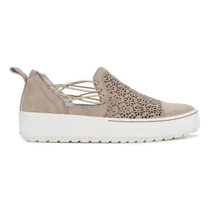 Jambu Womens Erin Cut Out Slip On Sneakers Shoes Casual - Beige