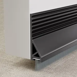 39X 1 Pack Rubber Door Sweep Bottom Exterior & Interior, Adhesive Under Door Draft Stopper with Brush,Gap Filler Noise Blocker,Soundproofing Seal Strip,Black