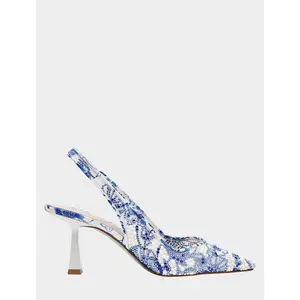 Betsey Johnson Clark Heels White/Blue Floral
