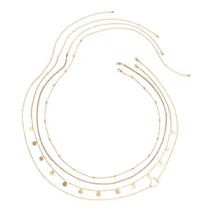 OIDEA 4 Piece Layered Body Chain Set for Women, Beaded Tennis Chain Tassel Heart Waist Belly Chain Luxury Jewelry for Parties and Vacation
