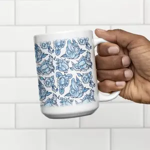 BNB [Funny Gift] Floral Blue Ceramic Coffee Mug 11oz/15oz – Perfect Gift for Coffee Lovers, Home or Office Use, Sarcastic Gift for Friends, Roommate, Husband, Wife, Dad, Mom, Boyfriend or Girlfriend, Unique Humor Coffee Cup, Funny Gift Ideas Drinkware