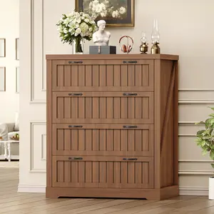 SEDETA Farmhouse 4 Drawer File Cabinet, Filing Cabinet for Home Office, Wood Office File Cabinets for Letter/Legal/A4 Size, File Cabinet Organizer for Study Room & Living Room