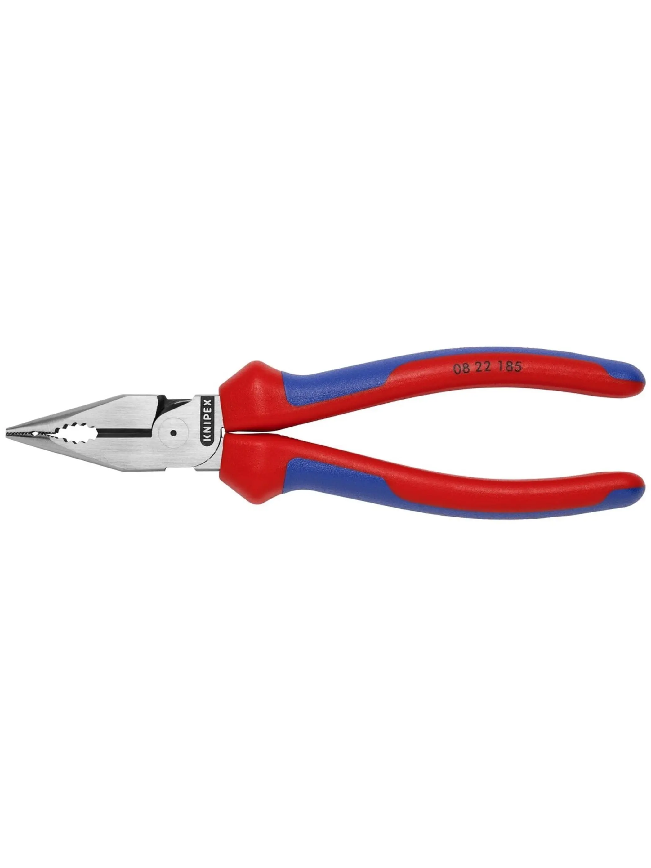 Knipex KNP0822185SBA Multi-Jaw Needle-Nose Combination Pliers - Professional High-Grade Steel Hand Tool with Asymmetry, Convex Contour, Anti-Twist Pointed Jaws for Precision Gripping, Cutting, Crimping Soft/Medium-Hard Wire Tasks, Soft Wire, Flat/Hex Grip