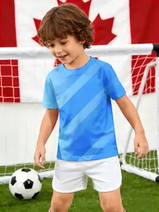 boy jersey Diagonal Stripes Blue Gradient Pattern Breathable, light, and comfortable short sleeve T-shirt perfect gift daily wear digital cool comfortable training sport summer quick-dry