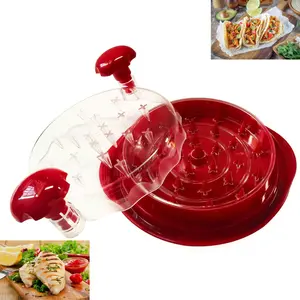 Chicken Shredder Tool Twist Large Capacity - Heavy Duty Meat Shredder for Chicken Breast, Pulled Pork & Beef - Visible Lid, Anti-Slip Base, , Dishwasher Safe -  Meal Prep Tool (Red)