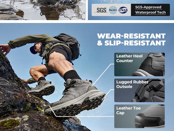 NORTIV 8 Men's Waterproof PRO Hiking Boots Lightweight Outdoor Trekking Camping Climbing Shoes for All Day Comfort Armadillo FieldLite
