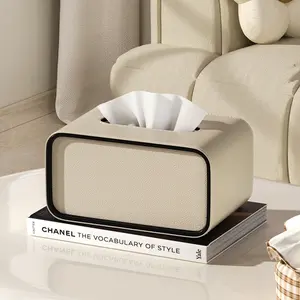 PU Leather Tissue Storage Box, 1 Count Modern Fashion Tissue Holder, Tissue Storage Container for Home Living Room Bedroom, Home Organizer
