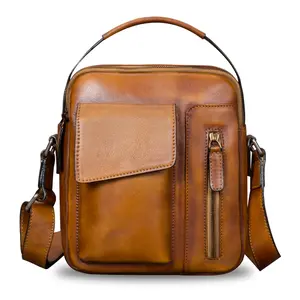 Genuine Leather Purses and Shoulder Bag for Men Vintage Real Leather Messenger Bag Handbag Crossbody Satchel Purse Strap