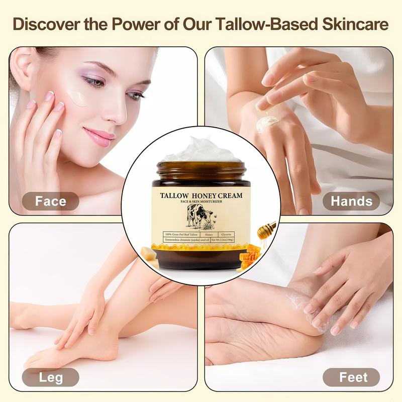 2Bmagic Whipped Grass-Fed Beef Tallow Honey cream - 100g,Moisturizing Cream for Soft, Smooth Skin - Handmade All-Natural Moisturizer - Lavender Moisture Daily Glycerin Jojoba Lightweight Oil