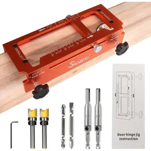 Door Hinge Jig, Jig Fits Door Hinges 2.5"–5" Length & Thicknesses, Template for Round (1/4" & 5/8" Radius) and Square Corners
